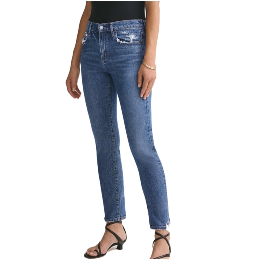 Agolde High-Rise Straight Leg Jeans in Medium Blue (reposh)